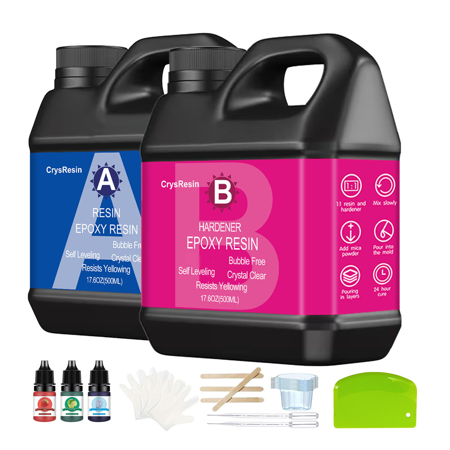 Resin Art Epoxy - คริสตัลเคลียร์อีพ็อกซี่เรซิน ชุด 1:1 แห้งเร็ว ไม่เหลือง ให้ความเงางามสูง
