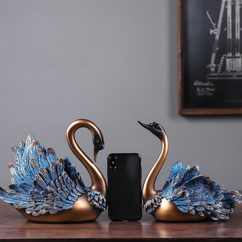 Resin Art For Wedding Gift - อุปกรณ์ตกแต่งคู่Swanรูปปั้นตกแต่งบ้านประติมากรรมเครื่องประดับงานแต่งงานของขวัญสำหรับเพื่อนคนรัก