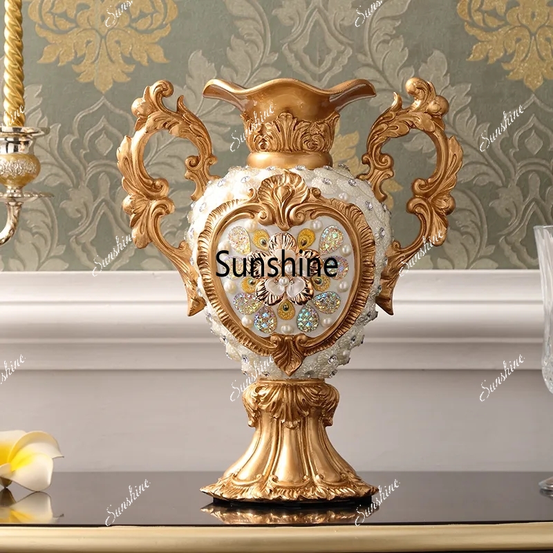 Resin Art For Wedding Gift - แจกันเรซิ่นสไตล์ยุโรปสุดหรู ของตกแต่งบ้าน ของประดับตกแต่งโต๊ะทำงาน งานฝีมือ ของตกแต่งงานแต่งงาน แจกันดอกไม้ผ้าไหมสไตล์เรโทร