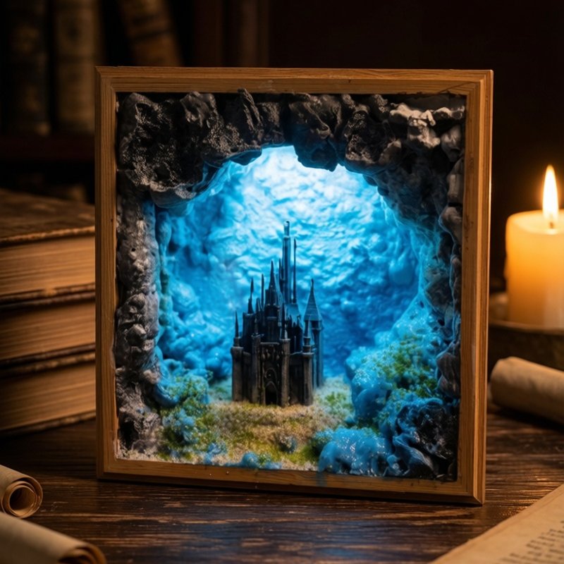 Resin Art Underwater - ปราสาทใต้น้ำขนาดเล็กที่สร้างสรรค์ พร้อมฉากจำลองเรืองแสง ของตกแต่งบ้าน งานฝีมือ ของขวัญสุดประณีต