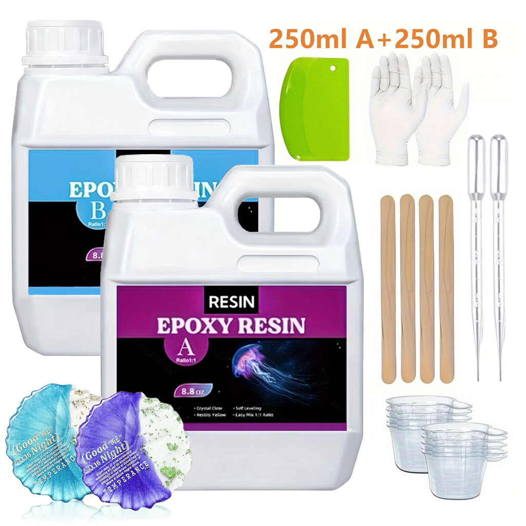Resin Art Epoxy - ชุดเรซินหล่อใส 125 มล./250 มล. ปราศจากฟองอากาศ สำหรับงานฝีมือ