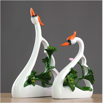 Resin Art For Wedding Gift - คู่ Swan คนรักศิลปะตกแต่งเรซิ่นหงส์รุ่นรูปปั้นหัตถกรรมประติมากรรมห้องนั่งเล่นงานแต่งงานตกแต่งของขวัญ a2213