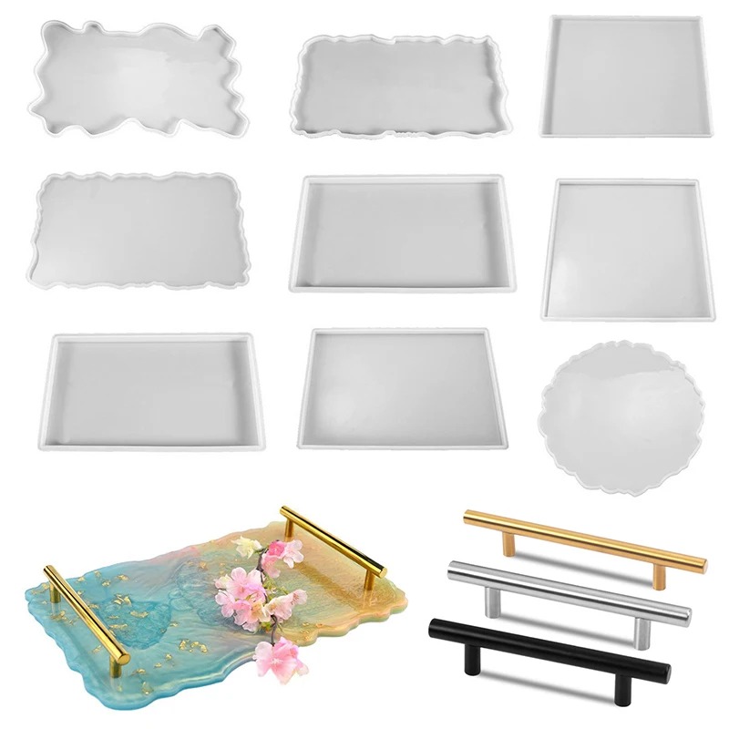 Resin Art Epoxy - ถาดอีพ็อกซี่เรซินแม่พิมพ์ซิลิโคน DIY สี่เหลี่ยมผืนผ้าขนาดใหญ่ชา Coaster เรซินแม่พิมพ์สําหรับตกแต่งบ้านหัตถกรรมอุปกรณ์ศิลปะ