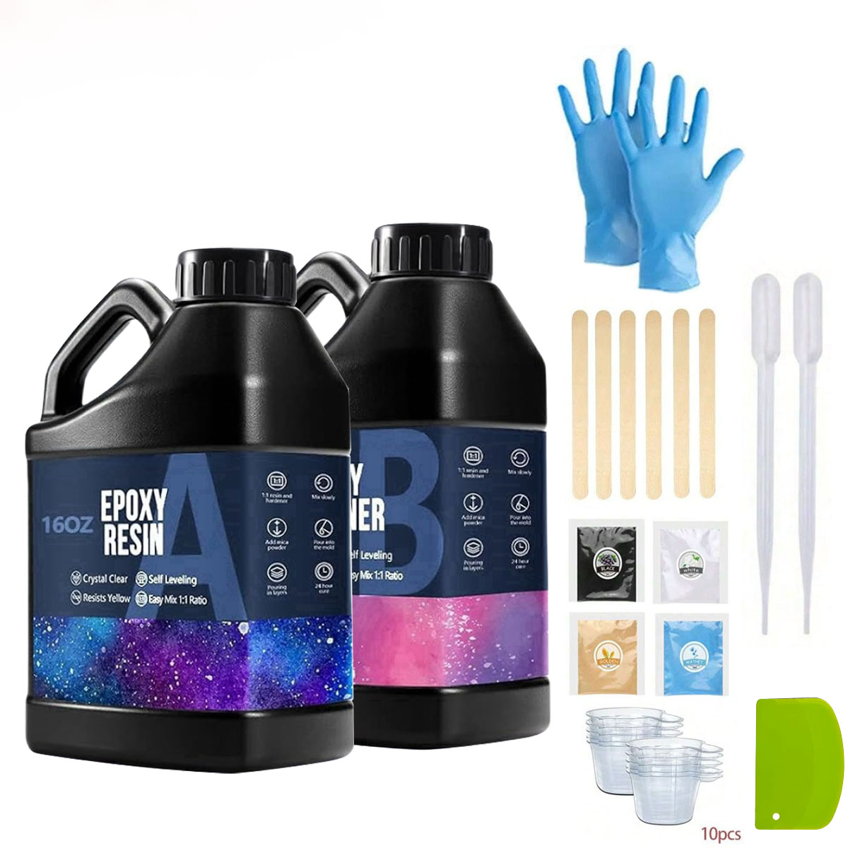 Resin Art Epoxy - ชุดเรซิ่นอีพ็อกซี่ใส 1000 มล. ไม่เหลือง ไม่มีฟองอากาศ เรซิ่นสำหรับงานศิลปะ