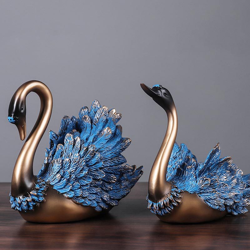 อุปกรณ์ตกแต่งคู่Swanรูปปั้นตกแ - Resin Art For Wedding Gift บทวิจารณ์และราคา