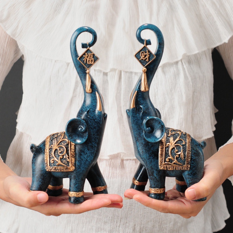 รูปปั้นช้างมงคลสไตล์จีน 1 คู่  - Resin Art For Wedding Gift บทวิจารณ์และราคา